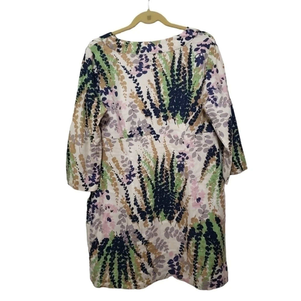 BODEN Leaf Floral 100 % Linen Dress, Size 10R